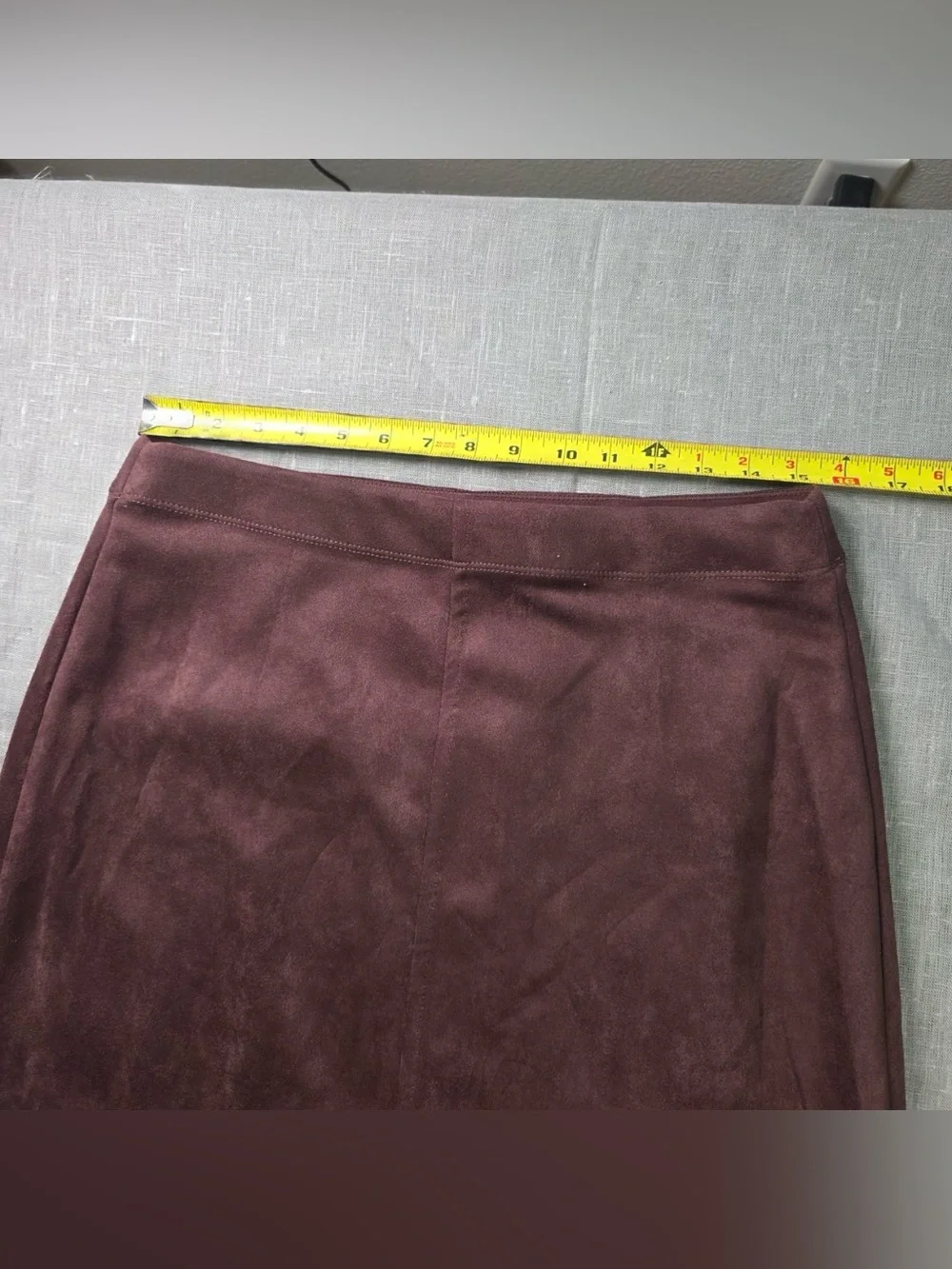 Max Studio London Faux Suede A-Line Midi Skirt Plum Brown Womens Size Large